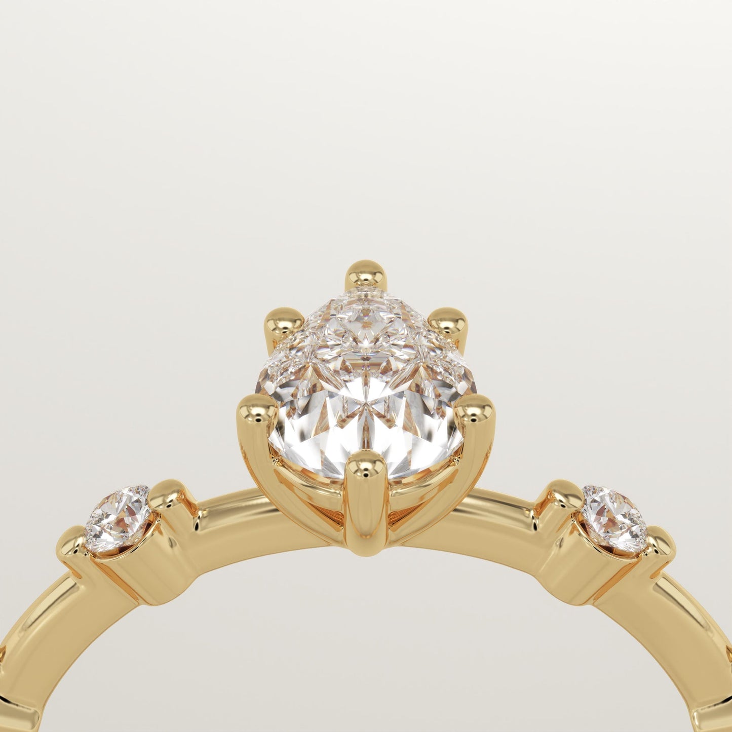 Pear Cut Dainty Pave Lab-Grown Diamond Engagement Ring