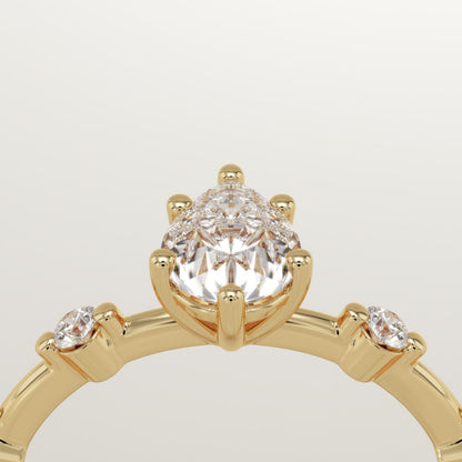 Pear Cut Dainty Pave Lab-Grown Diamond Engagement Ring
