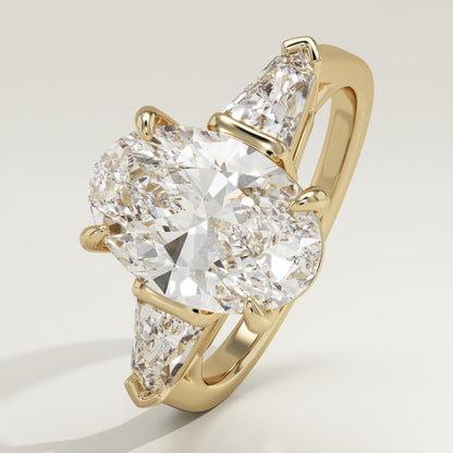 4 CT Oval Cut Moissanite Three Stone Engagement Ring (US Size 7.5 Ready To Ship)