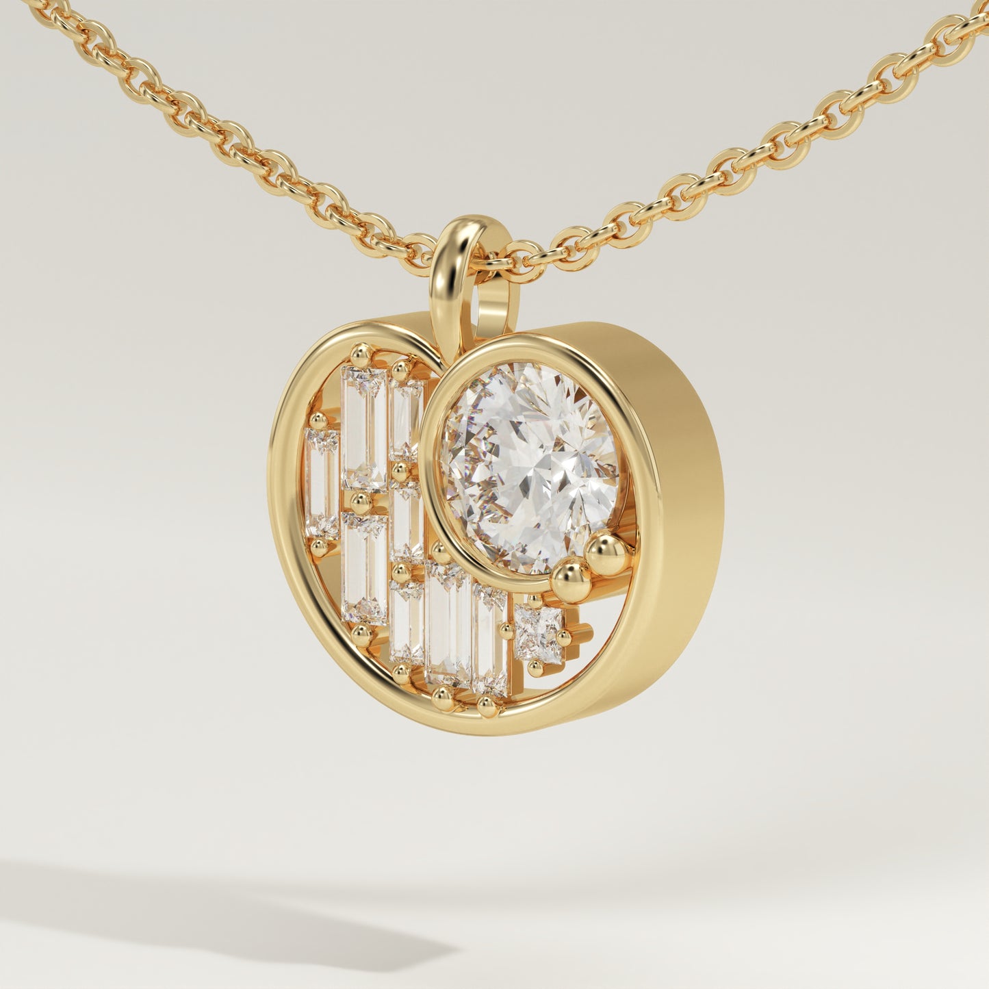 2.14 TCW Round & Baguette Lab-Grown Diamond Multi Stone Charm Necklace