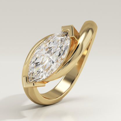 1.5 CT Marquise Cut Lab Grown Diamond Swirl Solitaire Engagement Ring (US Size 6 Ready To Ship)
