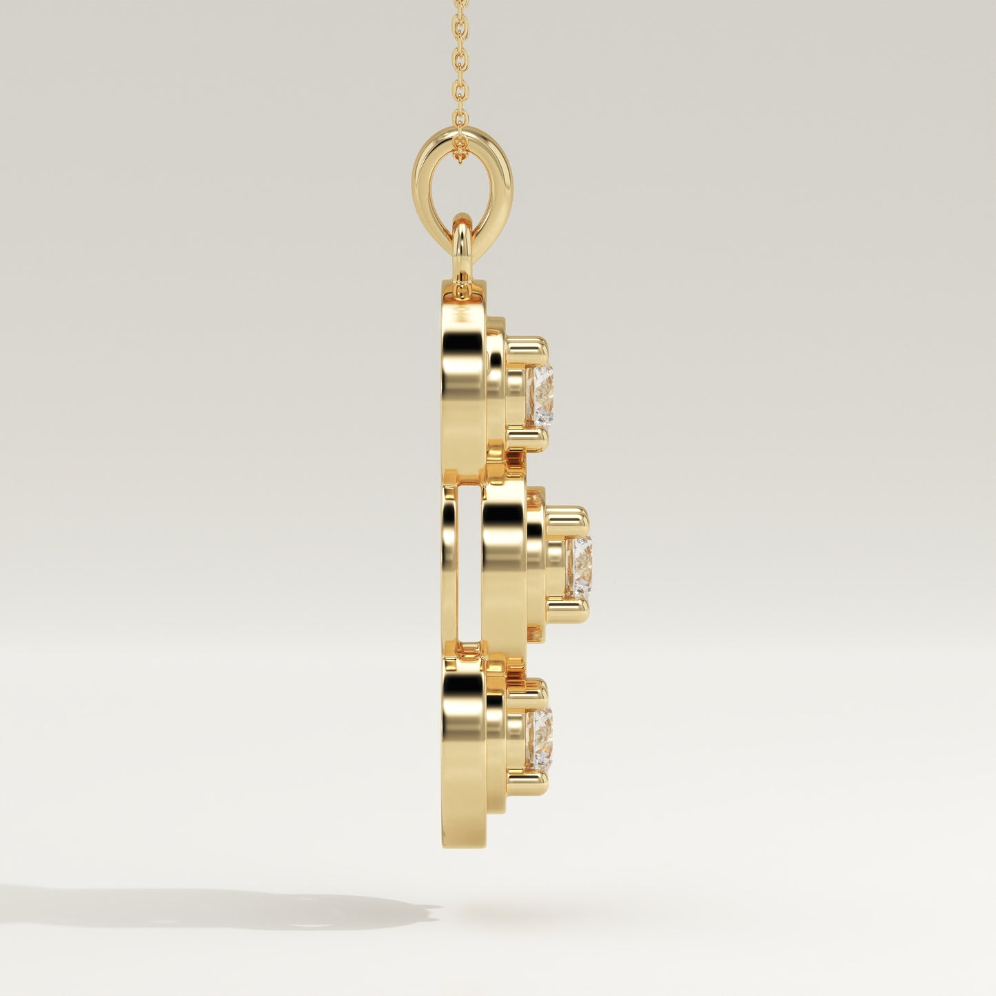 1.22 TCW Round Lab-Grown Diamond Three Stone Charm Necklace