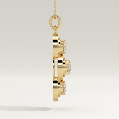 1.22 TCW Round Lab-Grown Diamond Three Stone Charm Necklace