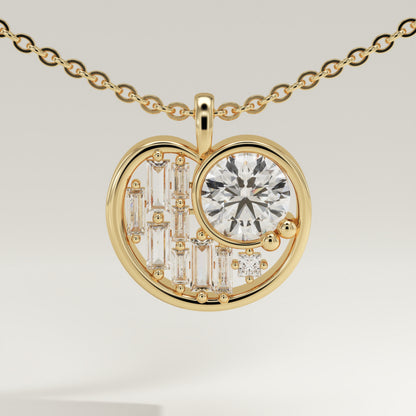 2.14 TCW Round & Baguette Lab-Grown Diamond Multi Stone Charm Necklace