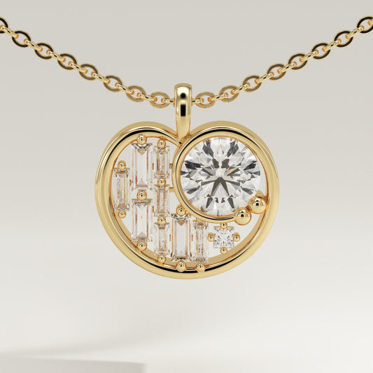 2.14 TCW Round & Baguette Lab-Grown Diamond Multi Stone Charm Necklace