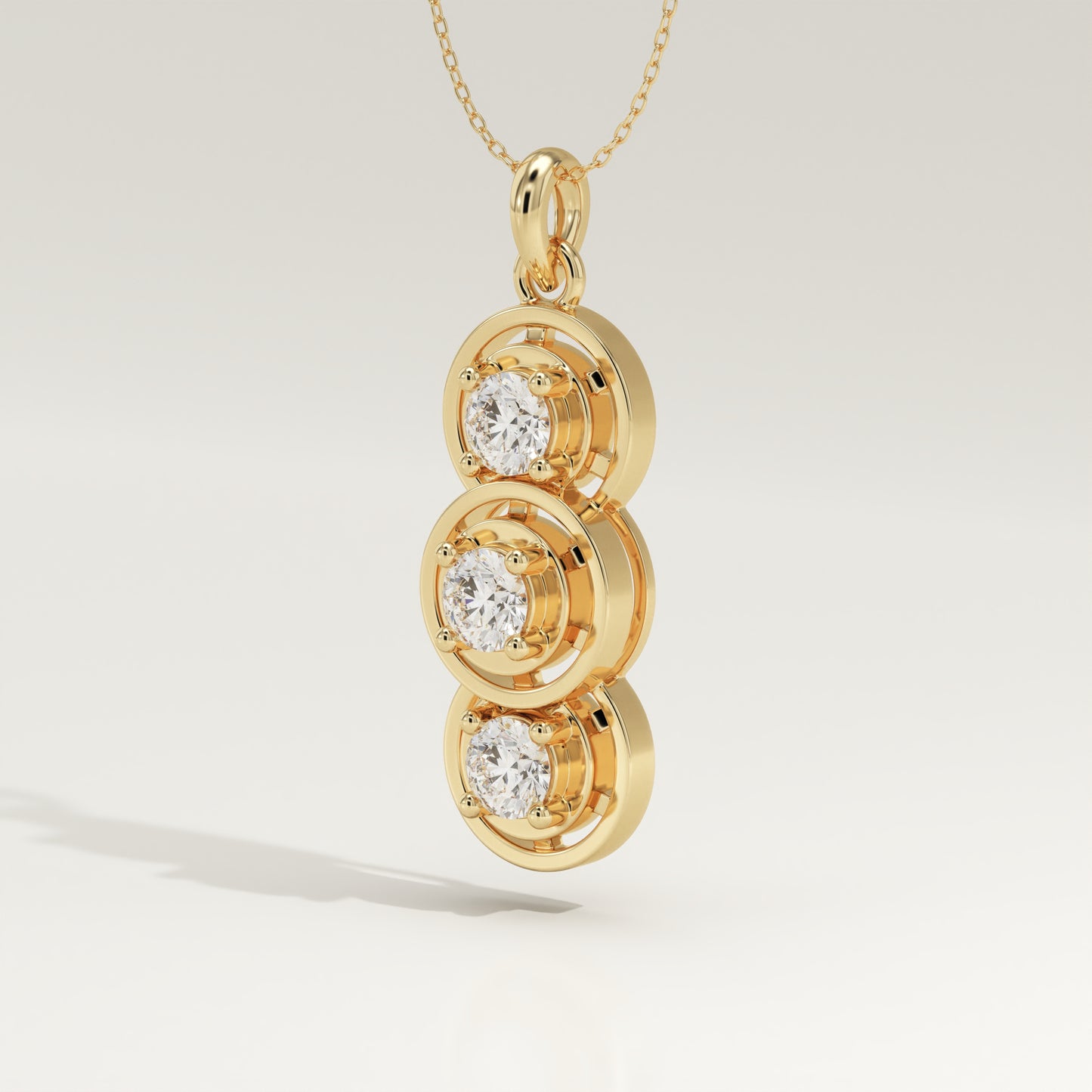 1.22 TCW Round Lab-Grown Diamond Three Stone Charm Necklace