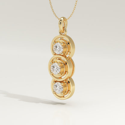 1.22 TCW Round Lab-Grown Diamond Three Stone Charm Necklace