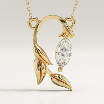 0.42 CT Marquise Lab-Grown Diamond Nature Inspired Charm Necklace