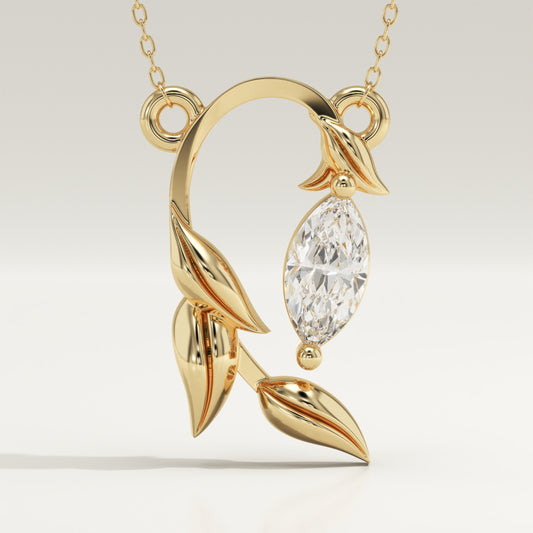 0.42 CT Marquise Lab-Grown Diamond Nature Inspired Charm Necklace