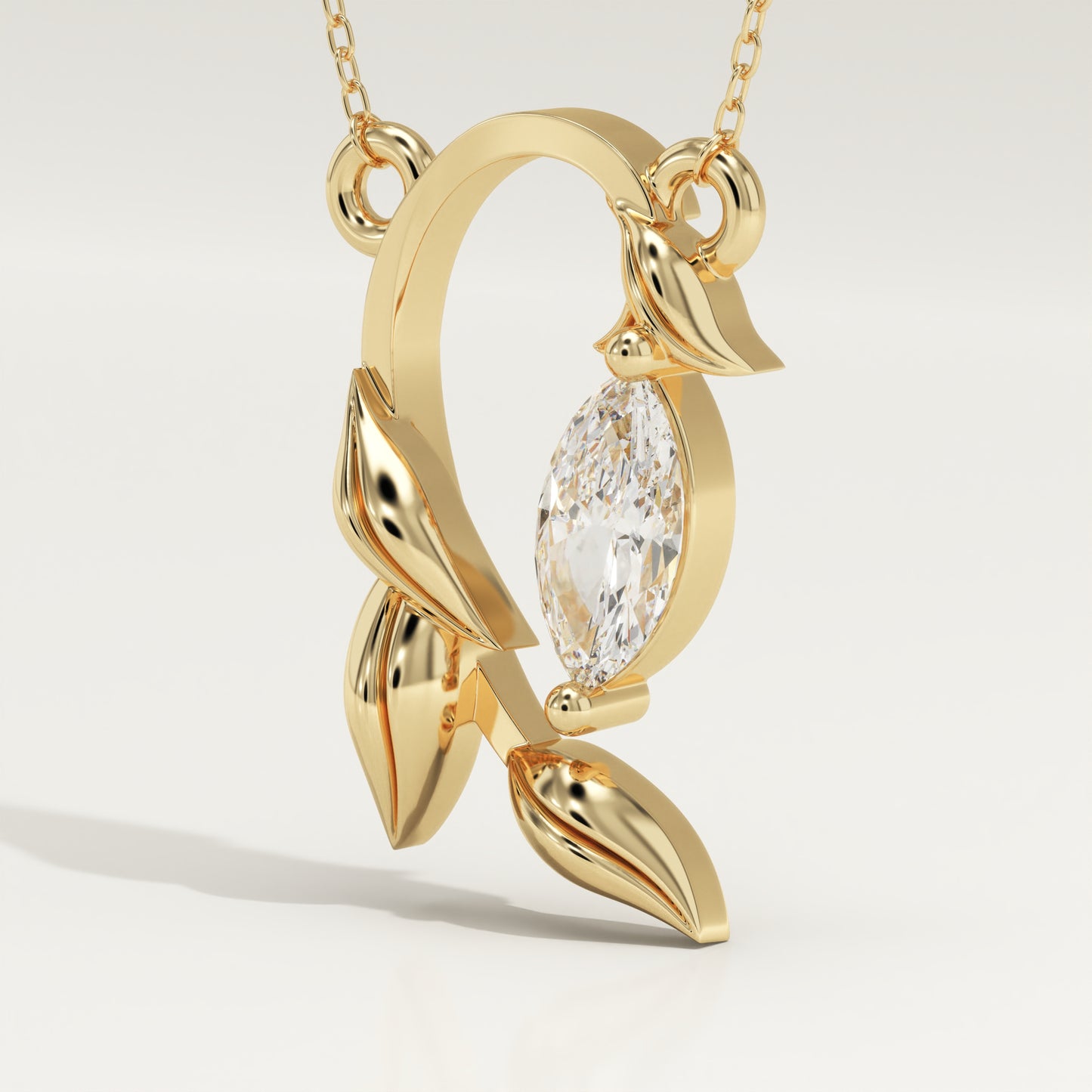 0.42 CT Marquise Lab-Grown Diamond Nature Inspired Charm Necklace