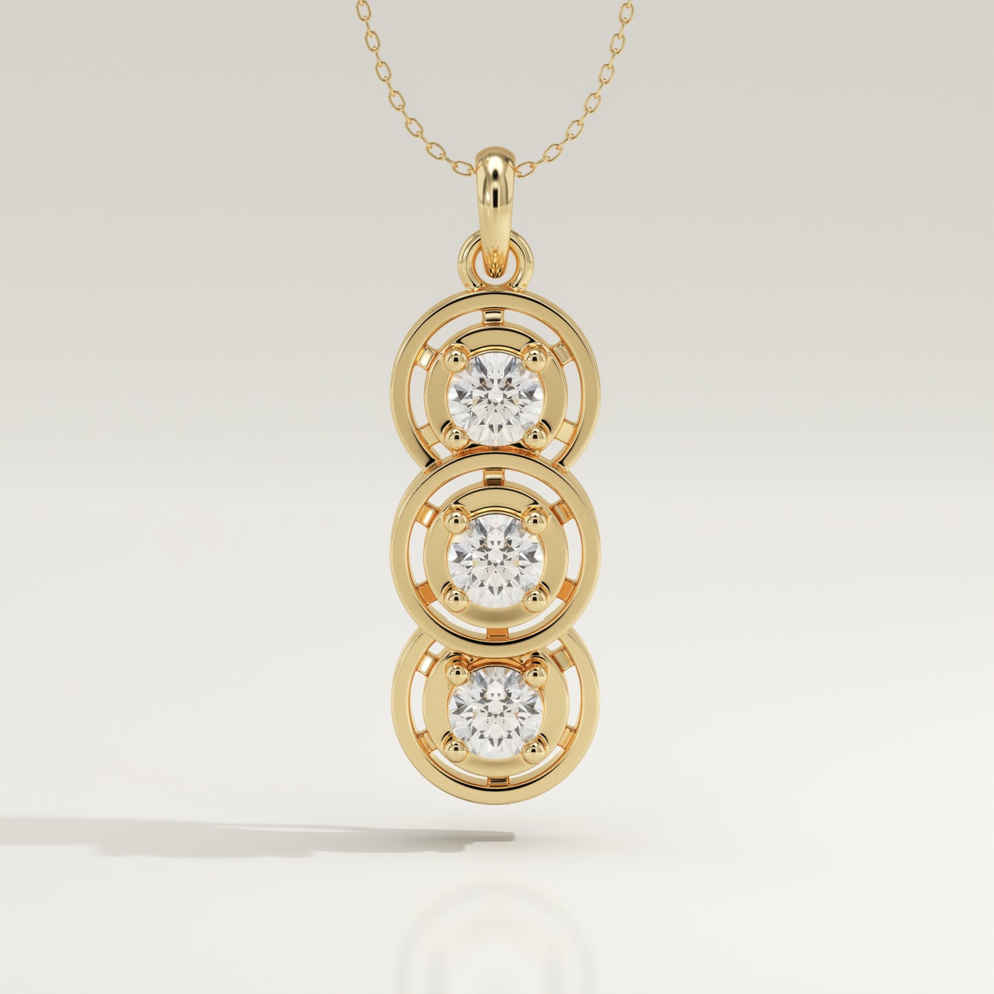 1.22 TCW Round Lab-Grown Diamond Three Stone Charm Necklace