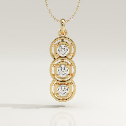 1.22 TCW Round Lab-Grown Diamond Three Stone Charm Necklace