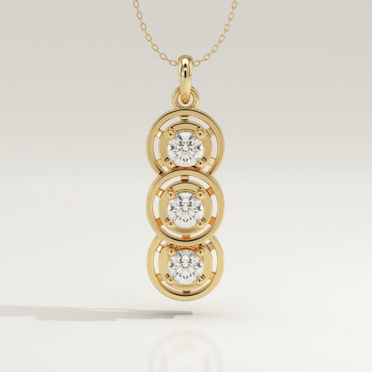 1.22 TCW Round Lab-Grown Diamond Three Stone Charm Necklace
