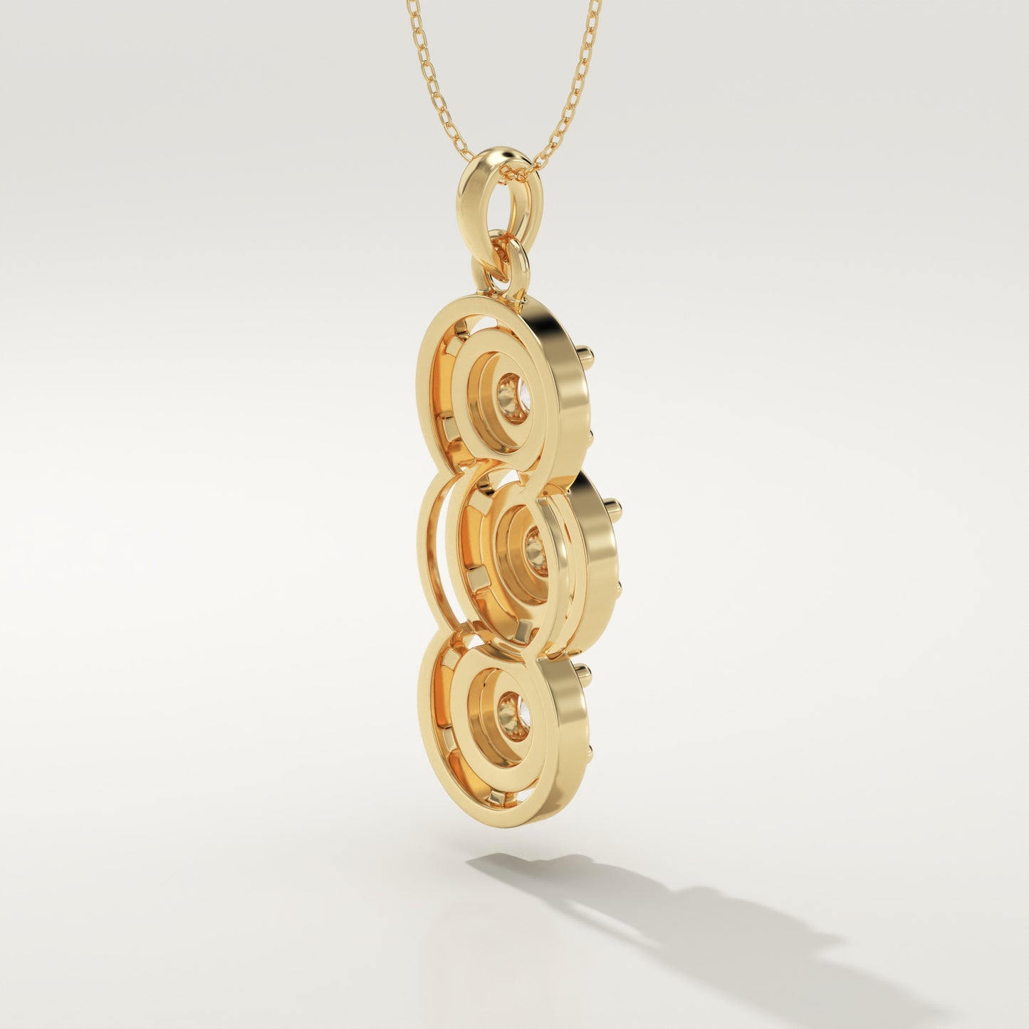 1.22 TCW Round Lab-Grown Diamond Three Stone Charm Necklace