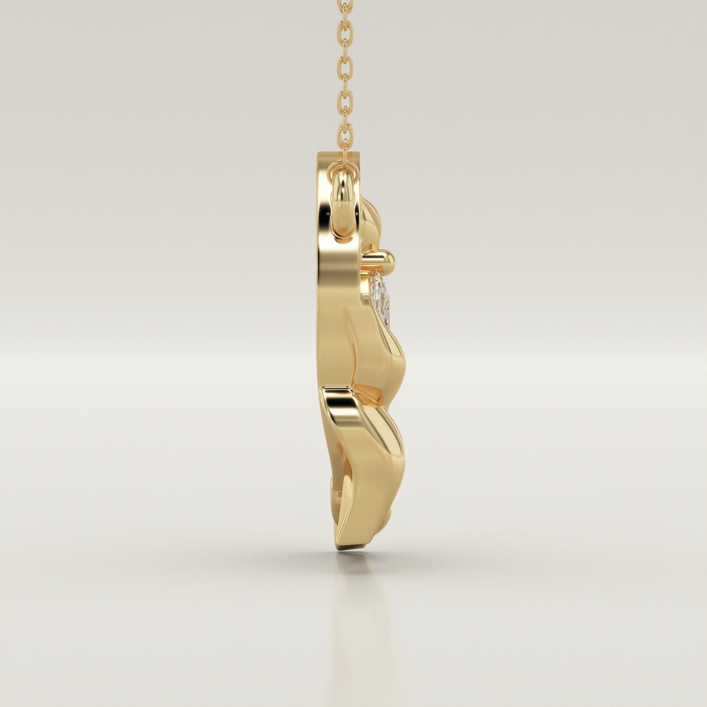 0.42 CT Marquise Lab-Grown Diamond Nature Inspired Charm Necklace