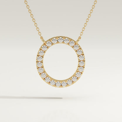 0.50 TCW Round Lab-Grown Diamond Circle Charm Necklace
