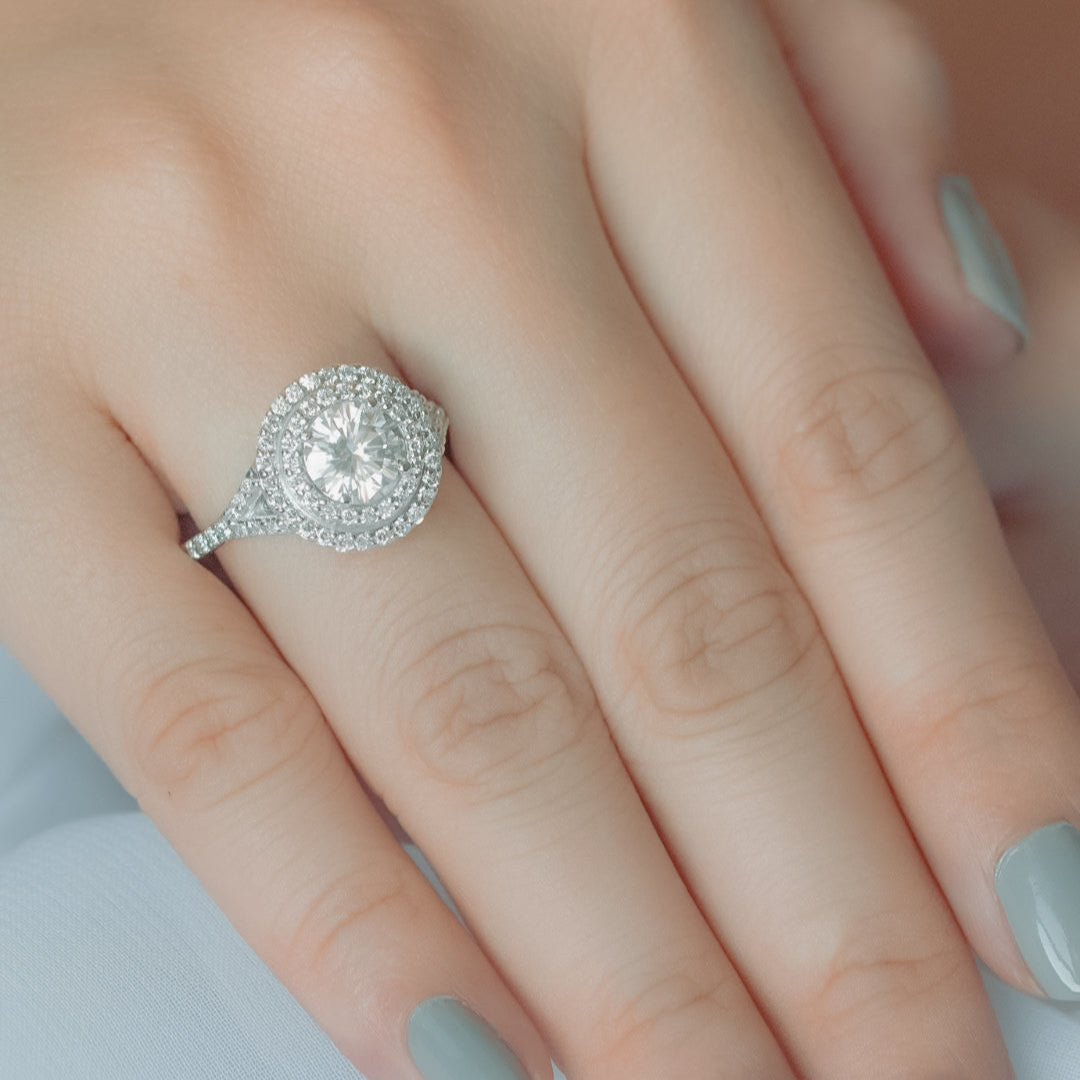 1 CT Round Cut Double Halo Lab-Grown Diamond Engagement Ring 6