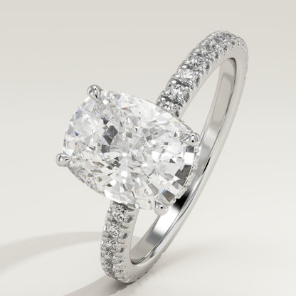 2 CT Elongated Cushion Cut Moissanite Pave Engagement Ring (US Size 6.5 Ready To Ship)