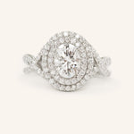 1 CT Oval Cut Double Halo & Twisted Pave Lab-Grown Diamond Engagement Ring 1
