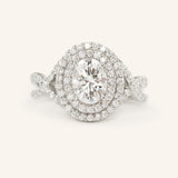 1 CT Oval Cut Double Halo & Twisted Pave Lab-Grown Diamond Engagement Ring 1