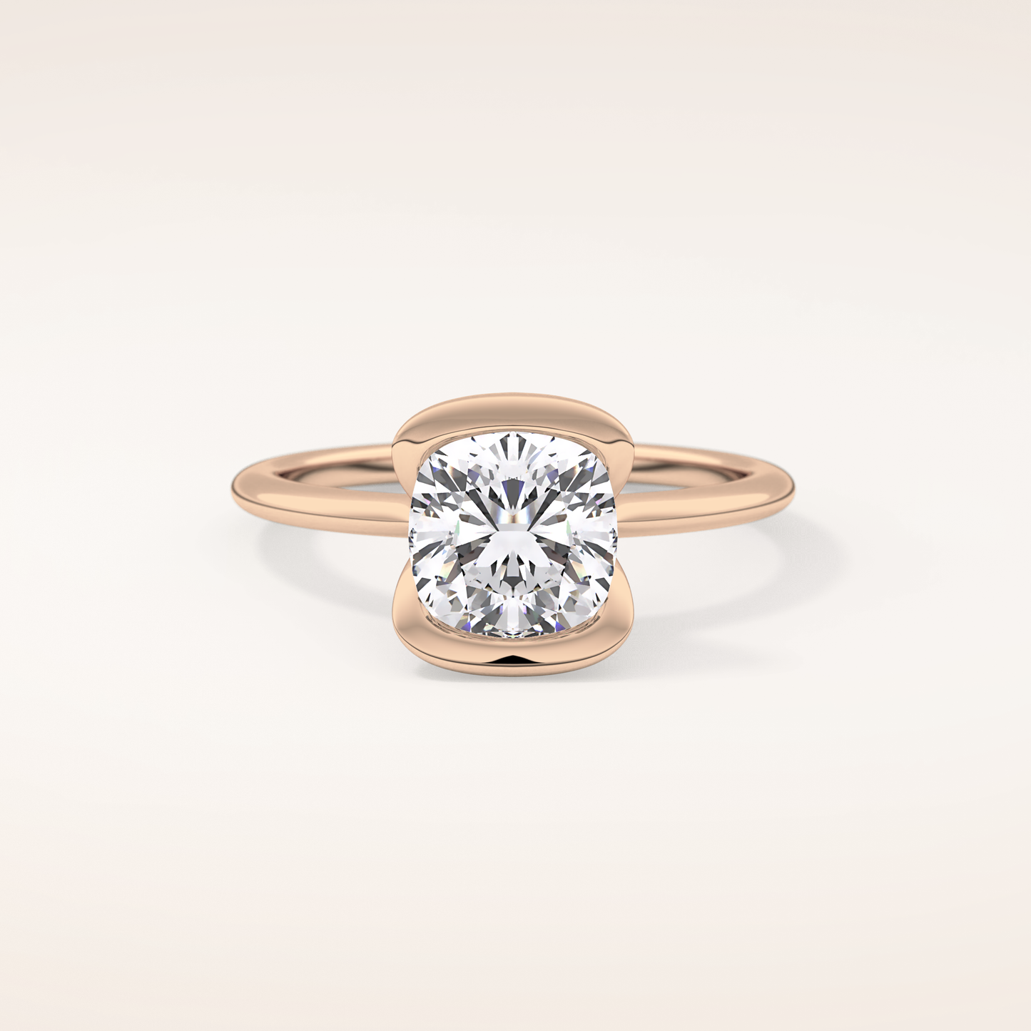 2.0 CT Cushion Cut Half Bezel Lab-Grown Diamond Engagement Ring