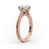 2 CT Round Cut Vintage Hidden Halo Lab-Grown Diamond Engagement Ring