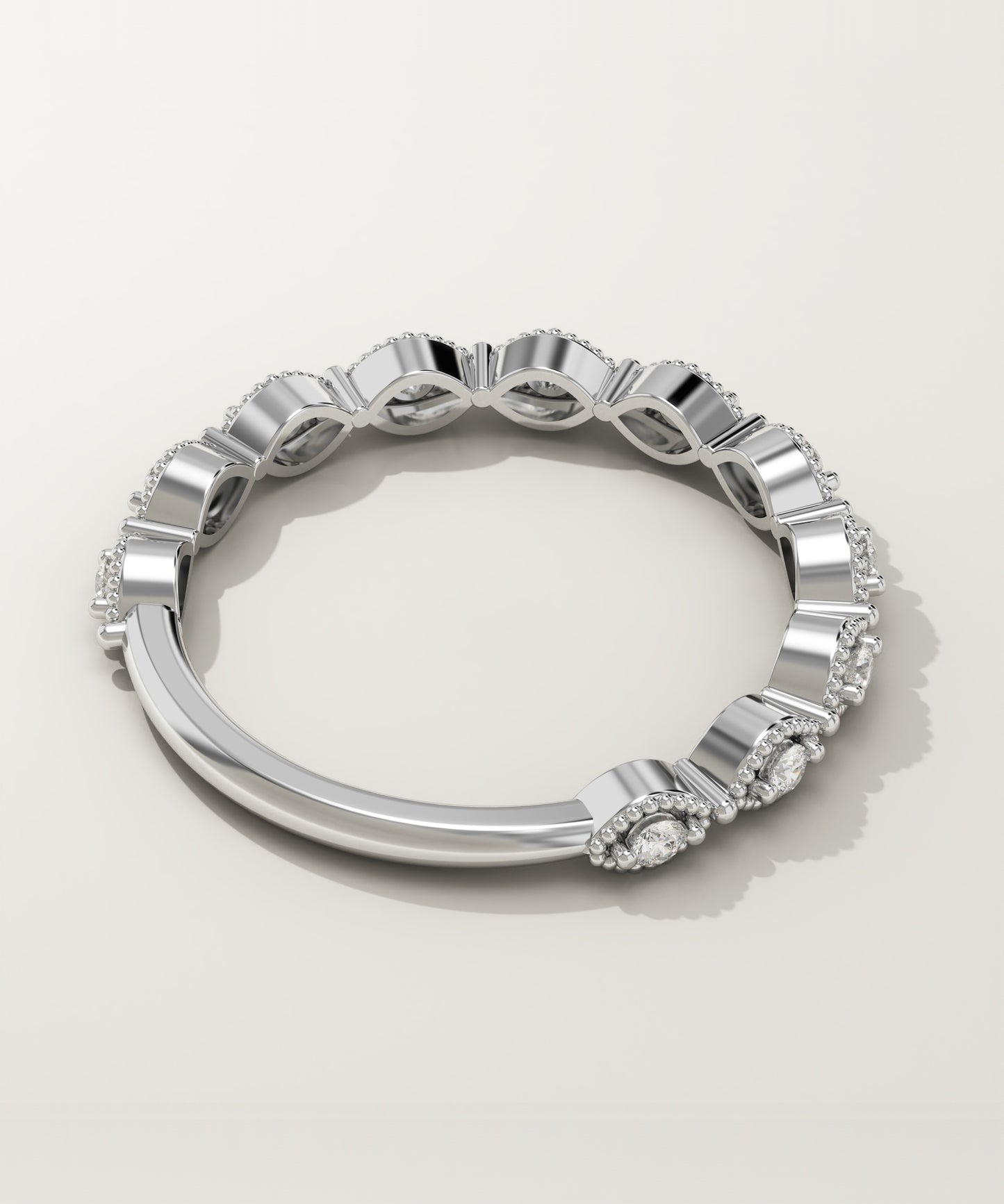0.16 TCW Round Moissanite Half Eternity Wedding Band (US Size 5.75 Ready To Ship)