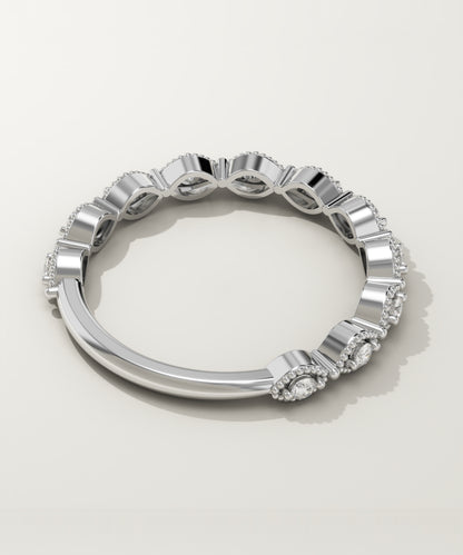 0.16 TCW Round Moissanite Half Eternity Wedding Band (US Size 5.75 Ready To Ship)