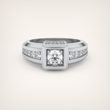 0.45 CT Round Moissanite Diamond Channel Setting Band For Him