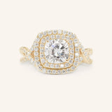 1 CT Cushion Cut Double Halo Twisted Pave Lab-Grown Diamond Engagement Ring 1