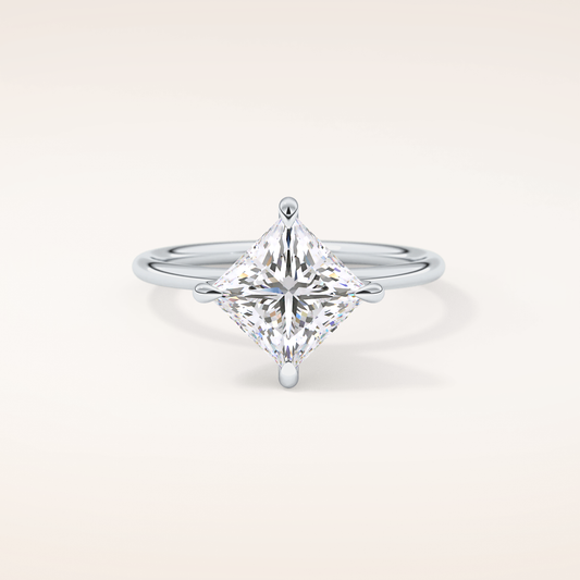 white Princess Cut Lab-Grown Diamond Engagement Ring