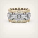 2.10 CT  Two Tone style Moissanite Diamond Men's Wedding Band