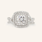 1 CT Cushion Cut Double Halo Twisted Pave Lab-Grown Diamond Engagement Ring 2