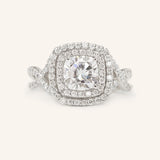 1 CT Cushion Cut Double Halo Twisted Pave Lab-Grown Diamond Engagement Ring 2