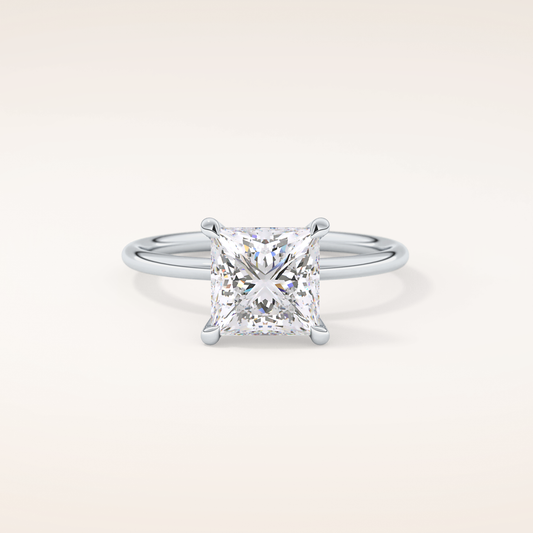 white Princess Cut Solitaire Lab-Grown Diamond Engagement Ring
