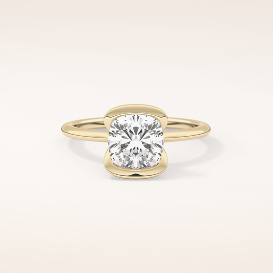2.0 CT Cushion Cut Half Bezel Lab-Grown Diamond Engagement Ring