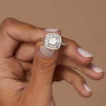 1 CT Cushion Cut Double Halo Lab-Grown Diamond Engagement Ring 8