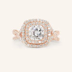 1 CT Cushion Cut Double Halo Twisted Pave Lab-Grown Diamond Engagement Ring 3