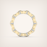 Princess & Round Moissanite Stones Two Tone Moissanite Wedding Band