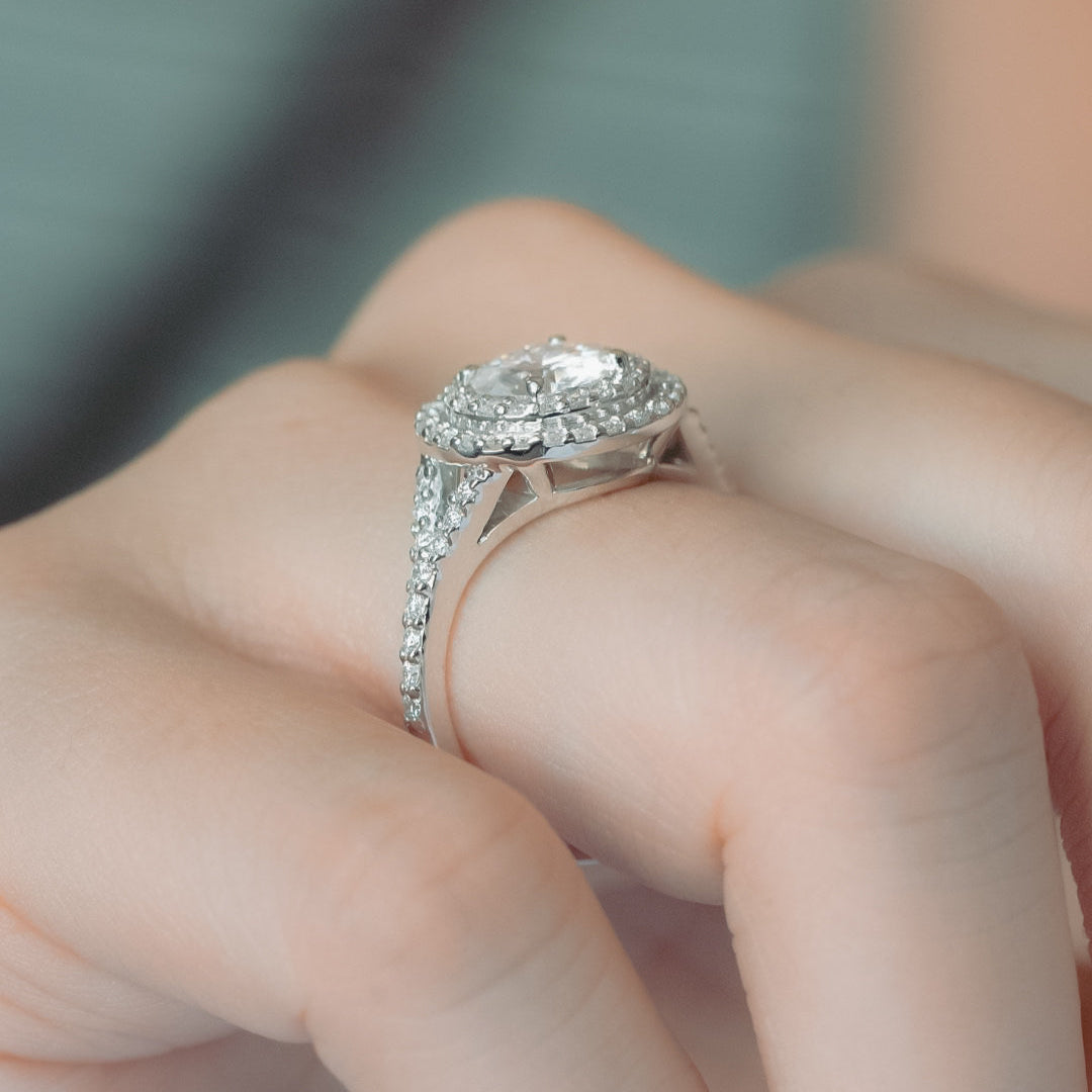 1 CT Round Cut Double Halo Lab-Grown Diamond Engagement Ring 7