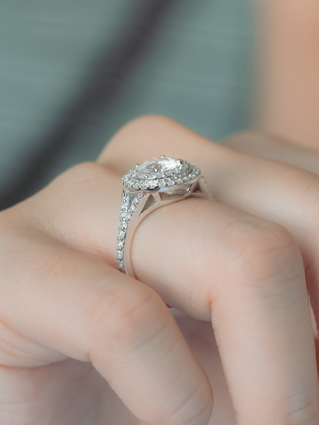 1 CT Round Cut Double Halo Lab-Grown Diamond Engagement Ring 7