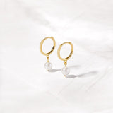 June-Pearl Birthstone Hoop Earrings