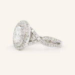 1 CT Oval Cut Double Halo & Twisted Pave Lab-Grown Diamond Engagement Ring 4