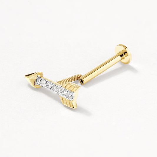 0.019 TCW Round Lab-Grown Diamond Arrow Helix Single Stud Earring