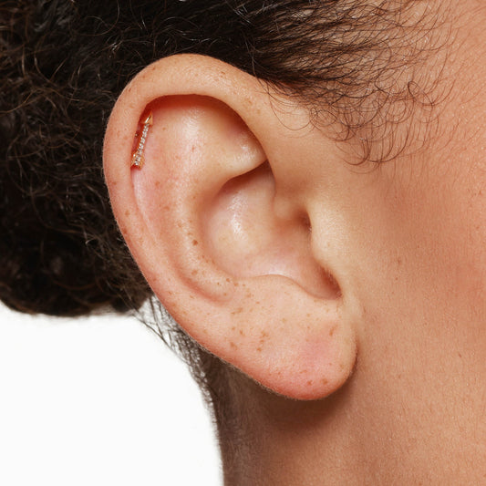 0.019 TCW Round Lab-Grown Diamond Arrow Helix Single Stud Earring