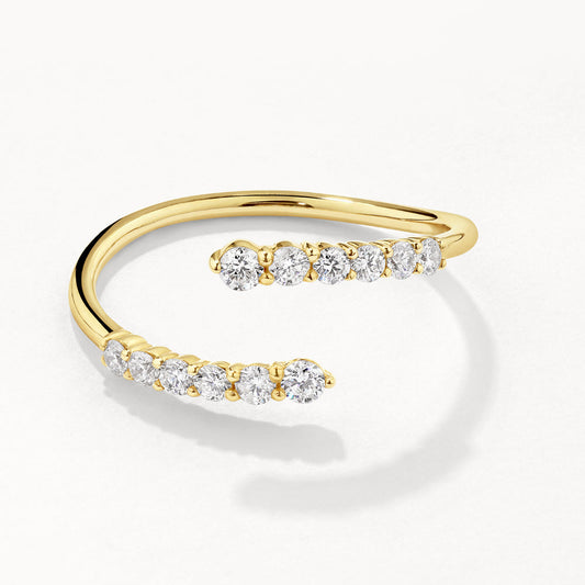 0.29 TCW Round Cut Lab-Grown Diamond Bypass Open Wedding Band