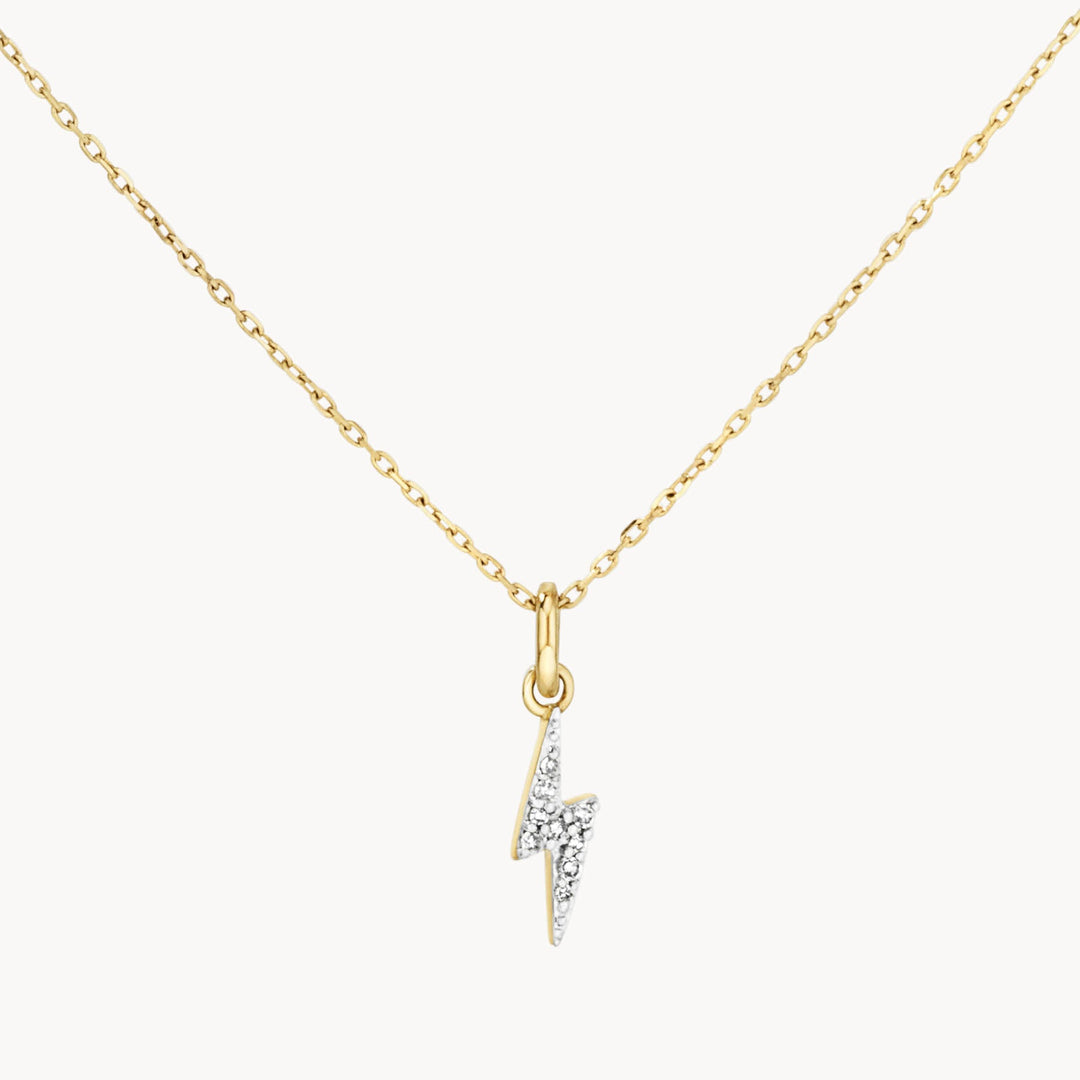 0.036 TCW Round Lab-Grown Diamond Lightning Bolt Necklace