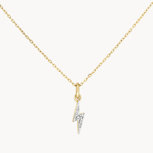 0.036 TCW Round Lab-Grown Diamond Lightning Bolt Necklace