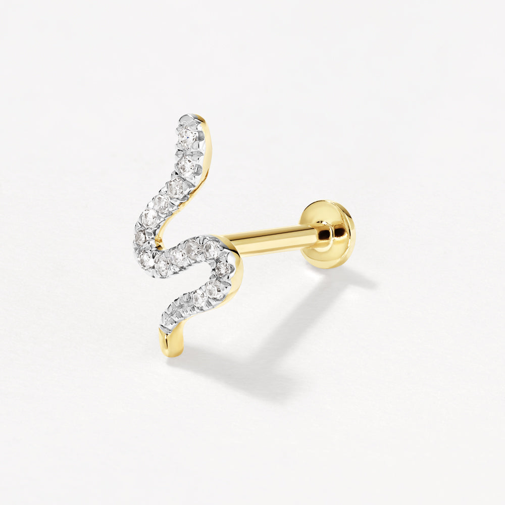0.045 TCW Round Lab-Grown Diamond Snake Helix Single Stud Earring