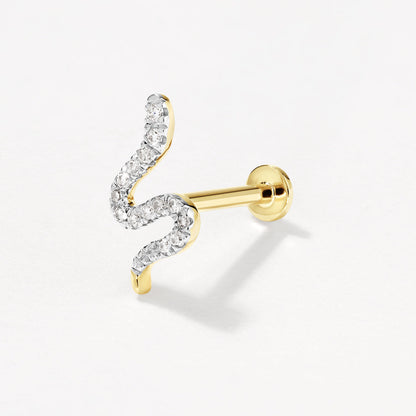 0.045 TCW Round Lab-Grown Diamond Snake Helix Single Stud Earring